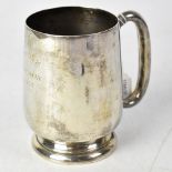 A George VI hallmarked silver mug, engraved 'N.P.G.S. Torquay 1937', B.B.S.