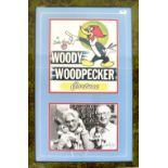 WOODY WOODPECKER; a framed montage comprising a 'Woody Woodpecker Cartune' (sic) poster,
