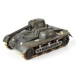 GESCHA; a mid-20th century tin plate automated military tank, height 11cm, length 21cm,