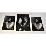 JAMES BROWN; three black and white photographs, each bearing the star's signature (3).