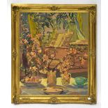 GROVE MACNAIR; oil on board 'Still Life Japonica', artist's name and title verso, 82 x 66cm, framed.