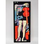 GEOGREAMY (Cuban, 20th century); acrylic on board, abstract study of a figure playing a violin,