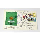 ENGLAND WORLD CUP WINNERS 1966; a first day cover bearing the signatures of George Cohen, Alan Ball,