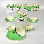 ROYAL DOULTON; a quantity of Art Deco tea ware in the 'De Luxe' pattern, in green, black,