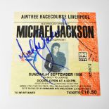 MICHAEL JACKSON; a ticket stub for the Bad Tour, 11th September 1988, bearing the star's signature.