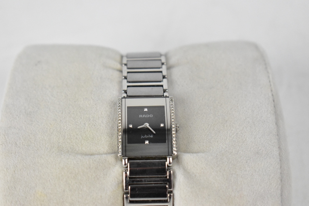 RADO; a 'Jubilé' ladies' tank watch, the black dial set with four small diamonds at 12, 3, - Bild 2 aus 4