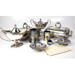 A quantity of EPNS and white metal ware, to include lidded entrée dishes,
