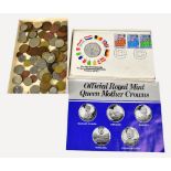 A quantity of world and British coinage.