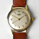 LONGINES; a 9ct gold wristwatch,