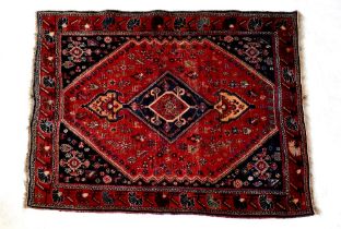 A Turkuman Salyr carpet with central medallion within stepped geometric border, 160 x 120cm.