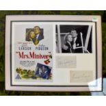 MRS MINIVER; a framed montage comprising an advertising slip for the film,