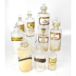 PHARMACEUTICAL INTEREST; thirteen early 20th century pharmaceutical bottles, all clear glass,