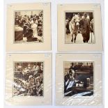 Four sepia prints of King George V, titled 'King George and His Favourite Pony 'Jock'',