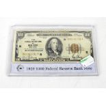 A United States of America 100 dollar Federal Reserve banknote issued by New York, no.B00365792A.