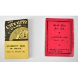 CAVERN CLUB; a 1961 membership card with dates for various bands, pages for Club Notes,