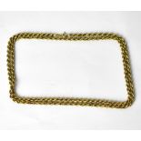 A 9ct yellow gold rope twist link long necklace, approx 19.6g.