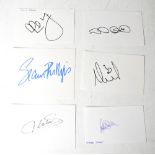 Six cards bearing the signatures of Sian Phillips, Colin Hendry, Graham Stewart, etc (6).