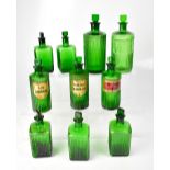 PHARMACEUTICAL INTEREST; ten early 20th century pharmaceutical green glass poison bottles,