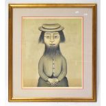 LAURENCE STEPHEN LOWRY RBA RA (1887-1976); a signed limited edition print 'Woman with a Beard',