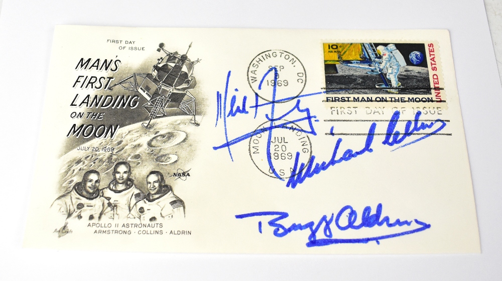 SPACE EXPLORATION; a 1969 first day cover bearing the signatures of Buzz Aldrin,