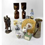 A miscellaneous lot to include an Orrefors Sweden glass vase, a Caithness perfume bottle,