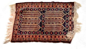 A 'Tchik Tchak Tu' rug with two central panels within stepped geometric border, 136 x 89cm.
