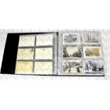 POSTCARD ALBUM; an album of vintage postcards and photographic images, mostly transport, trams,