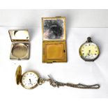 EVERITE; a yellow metal pocket watch, the white dial set Arabic numerals and subsidiary dial,