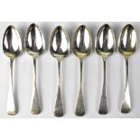 A set of six Victorian hallmarked silver Old English pattern dessert spoons, Charles Lyas 1839,