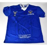 EVERTON EUROPEAN CUP WINNERS 1985; a football shirt bearing several signatures.