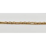 A 9ct gold fancy link bracelet with lobster claw clasp, length 19.5cm, approx 3g.
