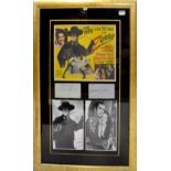 THE MARK OF ZORRO; a framed montage comprising a small advertising slip for the film,