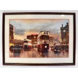 AFTER DON BRECKON; colour lithograph 'In Town Tonight', titled on label verso, 49 x 74cm,