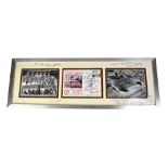 MANCHESTER UNITED; a triptych of two black and white photographs and a first day cover,