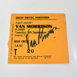 VAN MORRISON; a ticket stub dated 6th September 1983, bearing his signature.