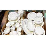 WEDGWOOD; a quantity of dinner and tea ware in 'Signet Platinum' design, to include serving dishes,
