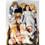 A collection of Alberon display dolls with ceramic heads, all in various costumes,
