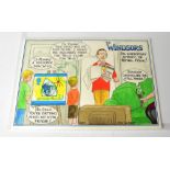 THE WINDSORS; an original cartoon artwork, signed Leominster, 11 x 16cm.