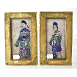 A pair of 19th century watercolour and silk images of Chinese artisans,