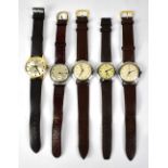 Five wristwatches comprising a Jaquet-Droz Incabloc example,