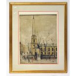 LAURENCE STEPHEN LOWRY RBA RA (1887-1976); a signed limited edition print, St. Lukes, no.
