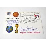 ENGLAND WORLD CUP WINNERS 1966; a first day cover bearing the signatures of Alf Ramsey,