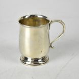 A George V hallmarked silver Christening mug, engraved initials 'WC', W&S, Birmingham 1912,