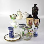 A small mixed lot of ceramics to include an Oriental ginger jar (lacking lid),