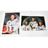 SPACE EXPLORATION; two colour postcards bearing the signatures of Neil Armstrong,