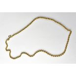 A 9ct gold ropetwist necklace, length approx 40cm, approx 4g.