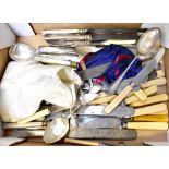 A small quantity of flatware to include ten table knives with initialled handles,