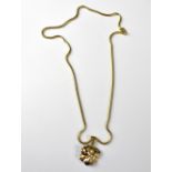 An 18ct gold rope-style necklace, length approx 44cm with hoop clasp, approx 12.