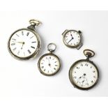 Two white metal open face pocket watches,