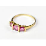 A 9ct gold pink sapphire ring,